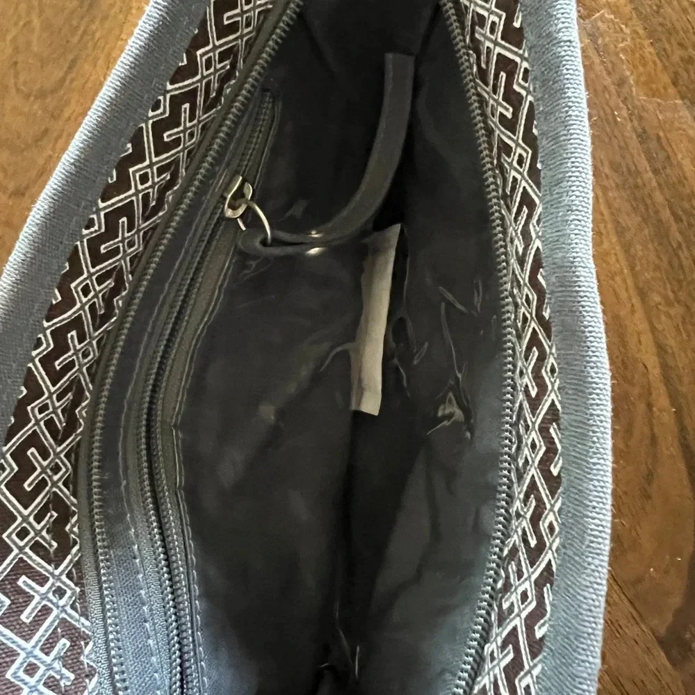 Ame & Lulu Brown & Blue geometric pattern Travel Pouch - Water-Resistant Lining